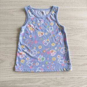 Garanimals Toddler Girls Blue Peace Sign Hearts 4T Sleeveless Tank Top